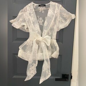 NWOT Sheer Floral Peplum Top